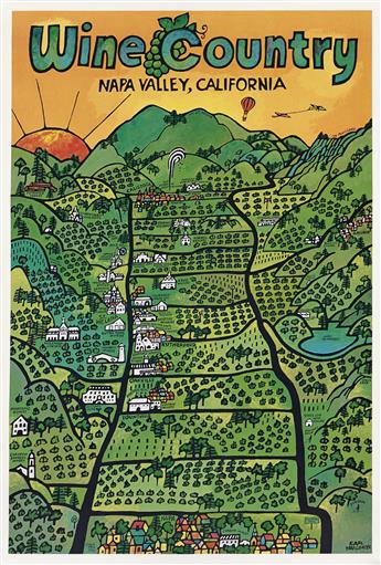 EARL THOLLANDER (1923-2001). WINE COUNTRY / CALIFORNIA. Two posters. 1973 & 1974. Each 36x23 inches, 91x60 cm. Tree Nut, California.